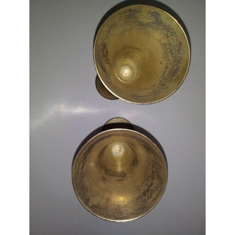 Vintage Landes 2 Tall Silver Plated and Brass Wine Cups Barware Made in India